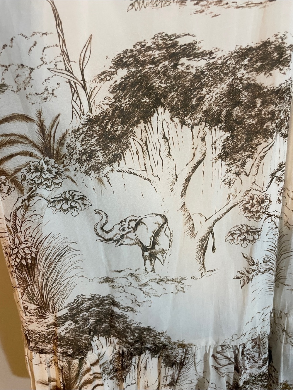 Sandro Cream Maxi Dress with Brown Scenic Print - Picture 8 of 16